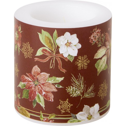 Малка свещ 7.5х7.5см Poinsettia Flowers червена Малка свещ 7.5х7.5см Poinsettia Flowers червена